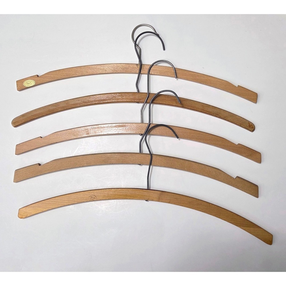 Vintage Various Wooden Hangers Set of 5 Handcrafted Yugoslavia Poland MCM Wood